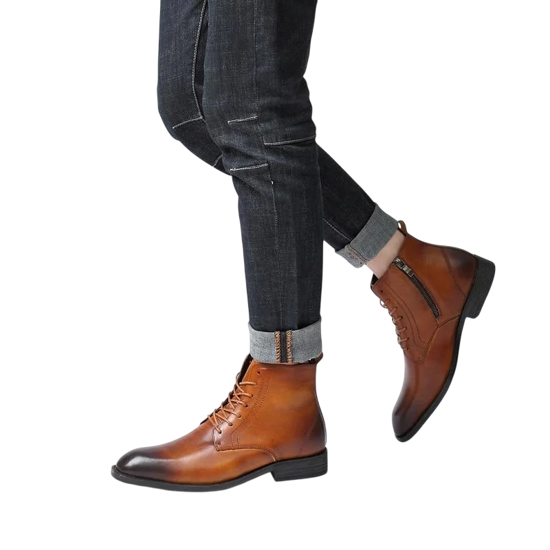Tommy-Stiefel in hellbraunem Leder