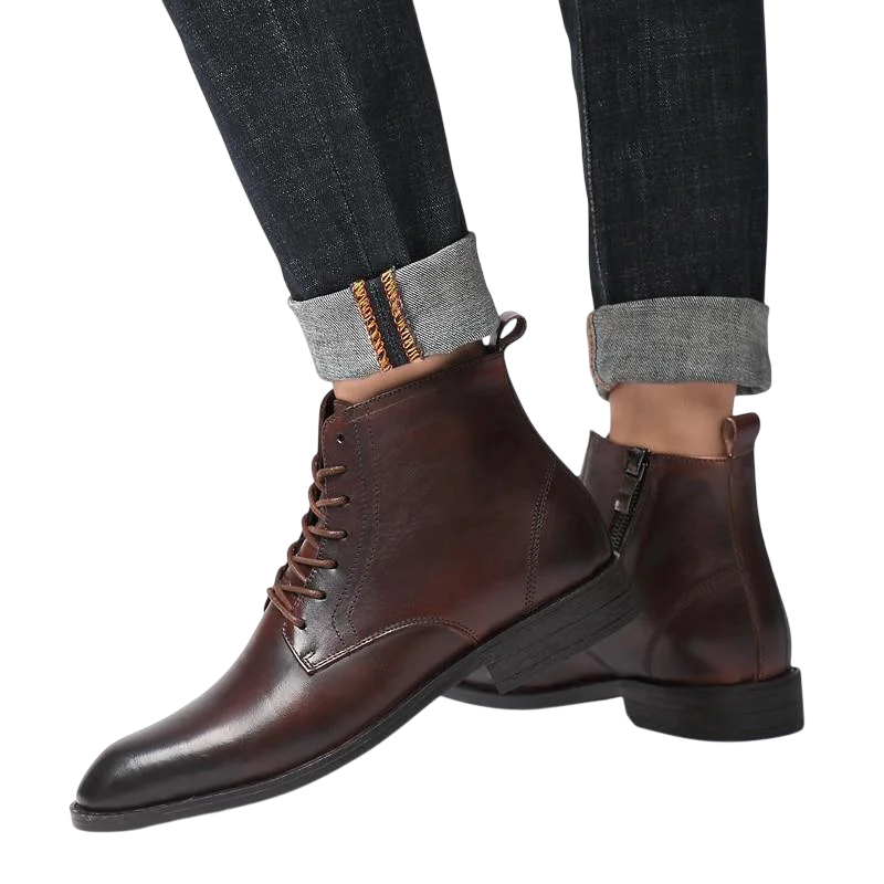 Tommy-Stiefel in braunem Leder
